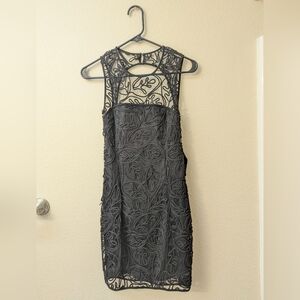 Black Lace Fitted Dress Tobi